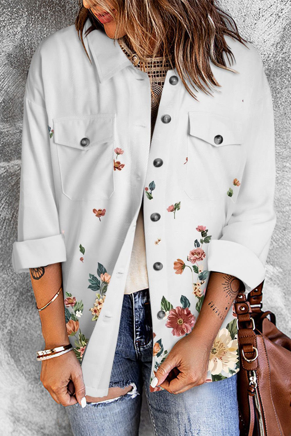 White Floral Casual Shirts For Women