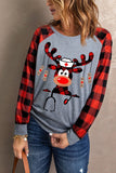 Christmas Reindeer Plaid Long Sleeve Shirt