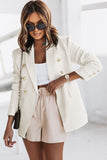 LC852370-1-S, LC852370-1-M, LC852370-1-L, LC852370-1-XL, LC852370-1-2XL, White Double Breasted Lapel Blazers Women's Casual Office Long Sleeve Jacket