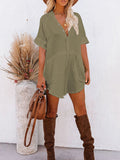 PCD3778-9-S, PCD3778-9-M, PCD3778-9-L, PCD3778-9-XL, Green Women's Swimsuit Cover Up Kimono Cardigan Short Sleeve Button Down Mini Short Blouse Dress