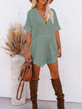 PCD3778-109-S, PCD3778-109-M, PCD3778-109-L, PCD3778-109-XL, Blue-green Women's Swimsuit Cover Up Kimono Cardigan Short Sleeve Button Down Mini Short Blouse Dress