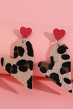 BH012093-20, Red Leopard Heart Stud Drop Earrings for Valentine’s Day Gifts