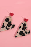 BH012093-20, Red Leopard Heart Stud Drop Earrings for Valentine’s Day Gifts