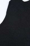 LC2211331-2-S, LC2211331-2-M, LC2211331-2-L, LC2211331-2-XL, LC2211331-2-2XL, Black Women's Summer Tank Dress Knit V Neck Sleeveless Bodycon Ribbed Dresses