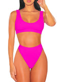 PSW6565-106-L, PSW6565-106-M, PSW6565-106-S, PSW6565-106-XL, Rose Women's Push Up Two Piece Cheeky High Cut Swimsuit Bathing Suit Set