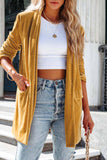LC852449-7-S, LC852449-7-M, LC852449-7-L, LC852449-7-XL, Yellow Women Velvet Blazer Jacket Relaxed fit Casual Outerwear