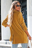 LC852449-7-S, LC852449-7-M, LC852449-7-L, LC852449-7-XL, Yellow Women Velvet Blazer Jacket Relaxed fit Casual Outerwear