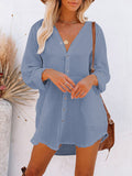 PCD3680-104-S, PCD3680-104-M, PCD3680-104-L, PCD3680-104-XL, Sky Blue Women's Swim Cover Up Cardigan Bathing Suit Coverup Summer Button Down Shirt Blouse Dresses