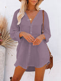 PCD3680-8-S, PCD3680-8-M, PCD3680-8-L, PCD3680-8-XL, Pueple Women's Swim Cover Up Cardigan Bathing Suit Coverup Summer Button Down Shirt Blouse Dresses