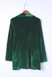 LC852449-9-S, LC852449-9-M, LC852449-9-L, LC852449-9-XL, Green Women Velvet Blazer Jacket Relaxed fit Casual Outerwear