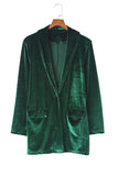 LC852449-9-S, LC852449-9-M, LC852449-9-L, LC852449-9-XL, Green Women Velvet Blazer Jacket Relaxed fit Casual Outerwear
