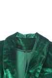 LC852449-9-S, LC852449-9-M, LC852449-9-L, LC852449-9-XL, Green Women Velvet Blazer Jacket Relaxed fit Casual Outerwear
