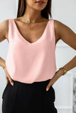 LC2567769-10-S, LC2567769-10-M, LC2567769-10-L, LC2567769-10-XL, LC2567769-10-2XL, Pink Deep V Neck Loose Tank Top Loose Sleeveless T Shirt Blouse