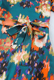 LC6113203-5-S, LC6113203-5-M, LC6113203-5-L, LC6113203-5-XL, Blue Women's Abstract Print Ruffled Drawstring High Waist Mini Dress with Belt