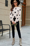 LC2722793-18-S, LC2722793-18-M, LC2722793-18-L, LC2722793-18-XL, Apricot Womens Heart Print Pullover Sweaters Valentine Tops
