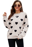LC2722793-18-S, LC2722793-18-M, LC2722793-18-L, LC2722793-18-XL, Apricot Womens Heart Print Pullover Sweaters Valentine Tops