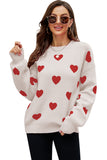LC2722793-1018-S, LC2722793-1018-M, LC2722793-1018-L, LC2722793-1018-XL, Apricot Womens Heart Print Pullover Sweaters Valentine Tops