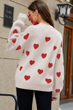 LC2722793-1018-S, LC2722793-1018-M, LC2722793-1018-L, LC2722793-1018-XL, Apricot Womens Heart Print Pullover Sweaters Valentine Tops