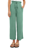 LC771296-209-S, LC771296-209-M, LC771296-209-L, LC771296-209-XL, Green Women's High Waist Paper Bag Straight Leg Cropped Long Pants with Pocket