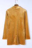 LC852449-7-S, LC852449-7-M, LC852449-7-L, LC852449-7-XL, Yellow Women Velvet Blazer Jacket Relaxed fit Casual Outerwear