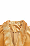 LC852449-7-S, LC852449-7-M, LC852449-7-L, LC852449-7-XL, Yellow Women Velvet Blazer Jacket Relaxed fit Casual Outerwear