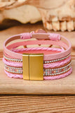 BH011916-10, Pink Bohemian Heart Rhinestone Magnetic Clasp Bracelet Gifts for Women