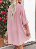 LC6113665-6-S, LC6113665-6-M, LC6113665-6-L, LC6113665-6-XL, Rose Women's V Neck Long Sleeve Shirt Dress Button Down Tunic Top Casual Blouse