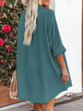 LC6113665-109-S, LC6113665-109-M, LC6113665-109-L, LC6113665-109-XL, Green Women's V Neck Long Sleeve Shirt Dress Button Down Tunic Top Casual Blouse