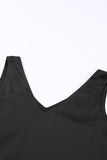 LC2567769-2-S, LC2567769-2-M, LC2567769-2-L, LC2567769-2-XL, LC2567769-2-2XL, Black Deep V Neck Loose Tank Top Loose Sleeveless T Shirt Blouse