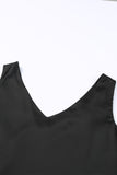 LC2567769-2-S, LC2567769-2-M, LC2567769-2-L, LC2567769-2-XL, LC2567769-2-2XL, Black Deep V Neck Loose Tank Top Loose Sleeveless T Shirt Blouse