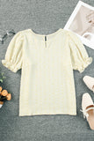 LC25114337-7-S, LC25114337-7-M, LC25114337-7-L, LC25114337-7-XL, LC25114337-7-2XL, Yellow Women's Puff Sleeve T-Shirts Casual Floral Smocked Blouse