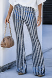 LC77253-5-S, LC77253-5-M, LC77253-5-L, LC77253-5-XL, LC77253-5-2XL, Blue Sequin Stripe High Waist Flare Pants
