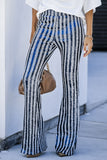 LC77253-5-S, LC77253-5-M, LC77253-5-L, LC77253-5-XL, LC77253-5-2XL, Blue Sequin Stripe High Waist Flare Pants
