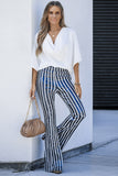 LC77253-5-S, LC77253-5-M, LC77253-5-L, LC77253-5-XL, LC77253-5-2XL, Blue Sequin Stripe High Waist Flare Pants