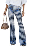 LC77253-5-S, LC77253-5-M, LC77253-5-L, LC77253-5-XL, LC77253-5-2XL, Blue Sequin Stripe High Waist Flare Pants