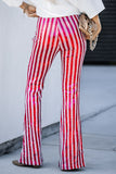 LC77253-6-S, LC77253-6-M, LC77253-6-L, LC77253-6-XL, LC77253-6-2XL, Rose Sequin Stripe High Waist Flare Pants