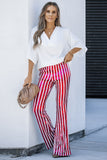 LC77253-6-S, LC77253-6-M, LC77253-6-L, LC77253-6-XL, LC77253-6-2XL, Rose Sequin Stripe High Waist Flare Pants