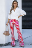 LC77253-6-S, LC77253-6-M, LC77253-6-L, LC77253-6-XL, LC77253-6-2XL, Rose Sequin Stripe High Waist Flare Pants