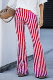 LC77253-6-S, LC77253-6-M, LC77253-6-L, LC77253-6-XL, LC77253-6-2XL, Rose Sequin Stripe High Waist Flare Pants