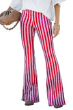 LC77253-6-S, LC77253-6-M, LC77253-6-L, LC77253-6-XL, LC77253-6-2XL, Rose Sequin Stripe High Waist Flare Pants