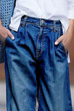 LC7872421-205-4, LC7872421-205-6, LC7872421-205-8, LC7872421-205-10, LC7872421-205-12, LC7872421-205-14, LC7872421-205-16, LC7872421-205-18, Blue Women's Wide Leg Jeans Loose High Waist Slouchy Jeans