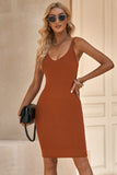 LC2211331-14-S, LC2211331-14-M, LC2211331-14-L, LC2211331-14-XL, LC2211331-14-2XL, Orange Women's Summer Tank Dress Knit V Neck Sleeveless Bodycon Ribbed Dresses