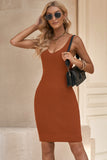 LC2211331-14-S, LC2211331-14-M, LC2211331-14-L, LC2211331-14-XL, LC2211331-14-2XL, Orange Women's Summer Tank Dress Knit V Neck Sleeveless Bodycon Ribbed Dresses