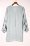 LC2552553-11-S, LC2552553-11-M, LC2552553-11-L, LC2552553-11-XL, LC2552553-11-2XL, Gray Womens Long Sleeve Oversized Blouses Tops Button Up Bishop Sleeve Shirt