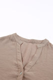 LC2552553-16-S, LC2552553-16-M, LC2552553-16-L, LC2552553-16-XL, LC2552553-16-2XL, Khaki Womens Long Sleeve Oversized Blouses Tops Button Up Bishop Sleeve Shirt