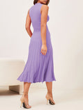 LC273384-8-S, LC273384-8-M, LC273384-8-L, LC273384-8-XL, Purple Women's Knit Tank Dresses Vacation Sleeveless Ribbed Swing Party Midi Dresses