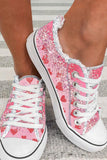 Chaussures en toile pour femmes Valentine Heart Print Sneaker Casual Shoes