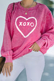 Womens XOXO Heart Glitter Print Pullover Sweatshirt for Valentine's Day