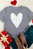 LC25219275-11-S, LC25219275-11-M, LC25219275-11-L, LC25219275-11-XL, LC25219275-11-2XL, Gray Valentine's Day T Shirt Heart Shape Graphic T Shirt for Women