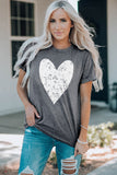 LC25219275-11-S, LC25219275-11-M, LC25219275-11-L, LC25219275-11-XL, LC25219275-11-2XL, Gray Valentine's Day T Shirt Heart Shape Graphic T Shirt for Women